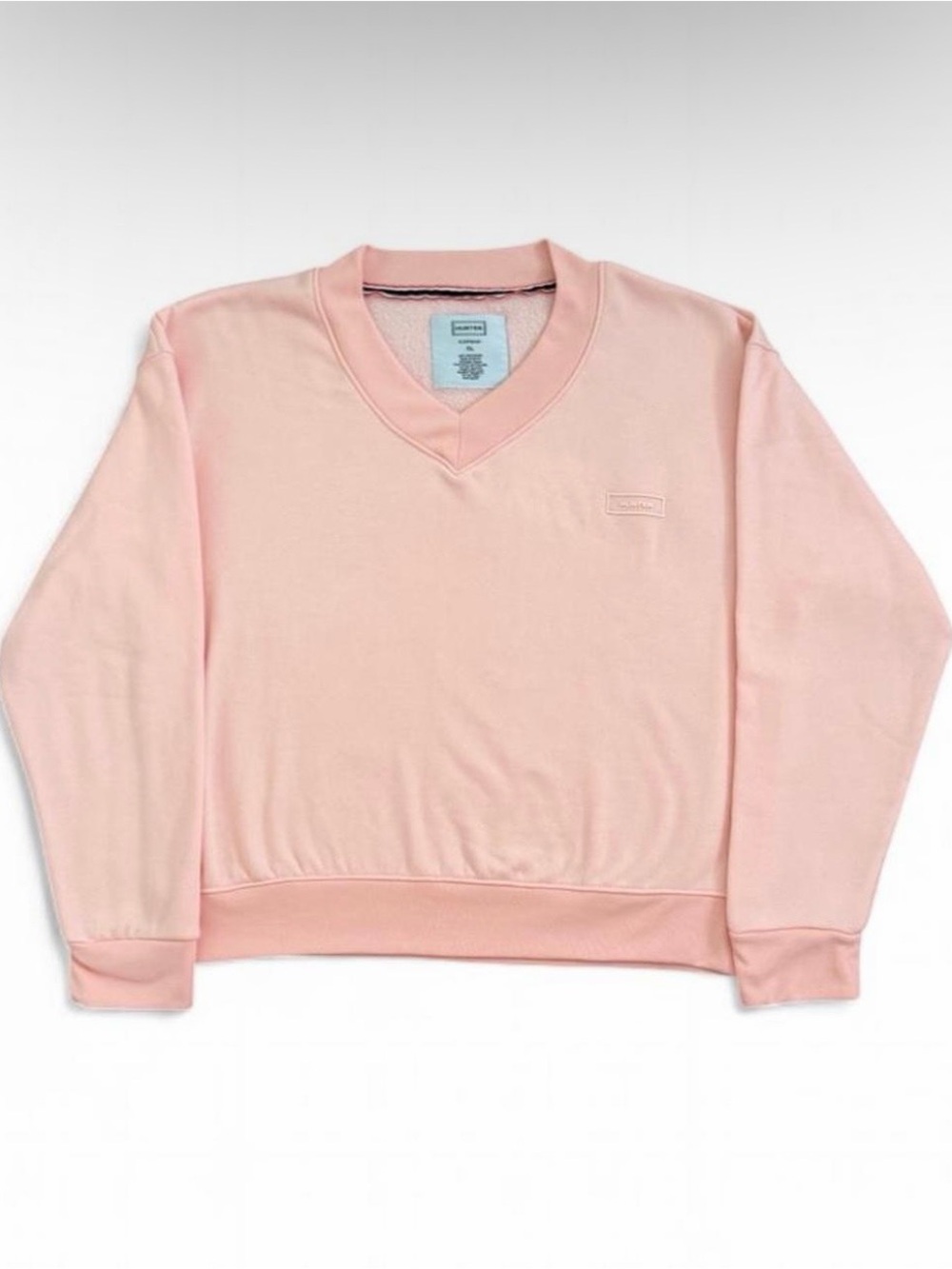 Hunter Cream Embossed Logo Pink Sweater